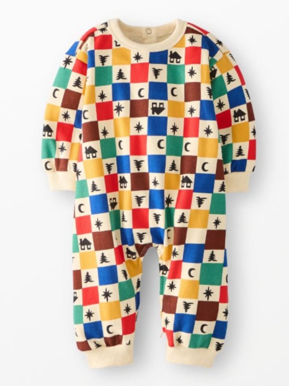 Hanna Andersson Baby Holiday Oversized French Terry Multi-Color Checker Footie